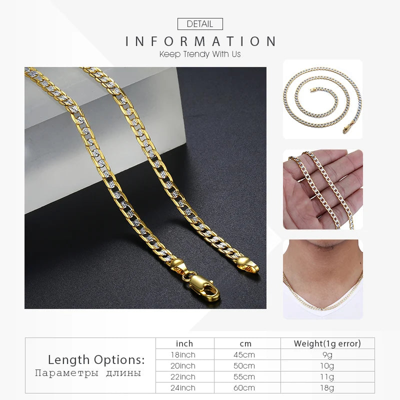 Davieslee 4mm Necklace for Men Women Curb Chain Cuban Link Mens Womens Necklace Chains Dropshipping Jewelry 45-91cm DLGN64A