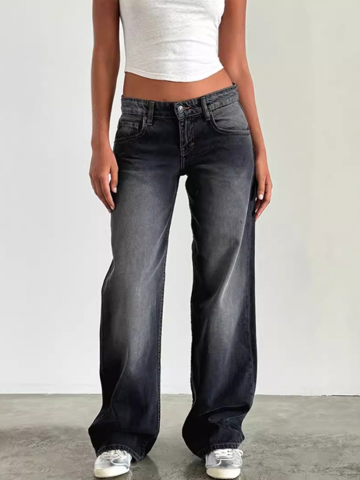 Women's Straight-Leg Jeans Fashion Street Pants High Quality Women Straight-leg Denim Pants