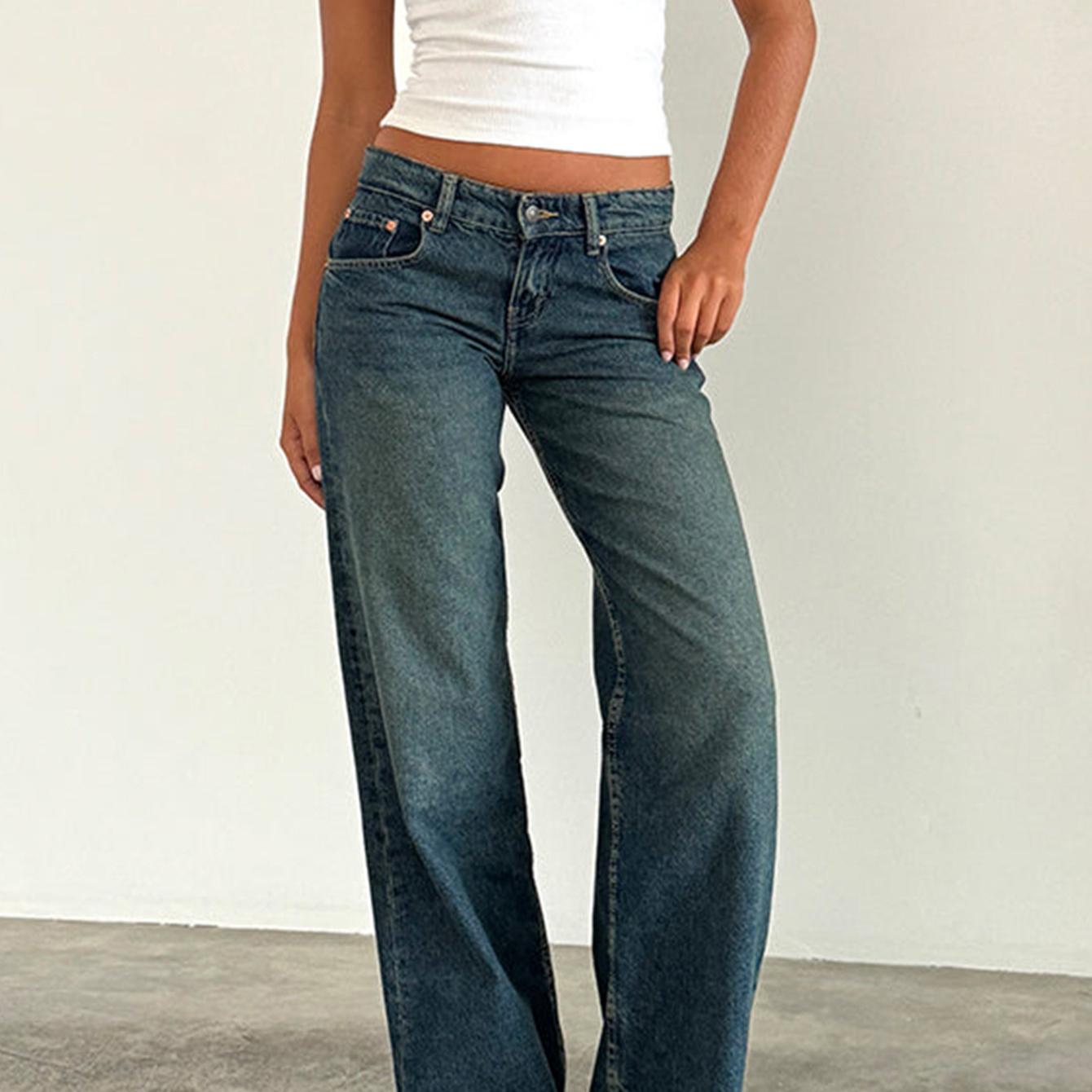 Women's Straight-Leg Jeans Fashion Street Pants High Quality Women Straight-leg Denim Pants
