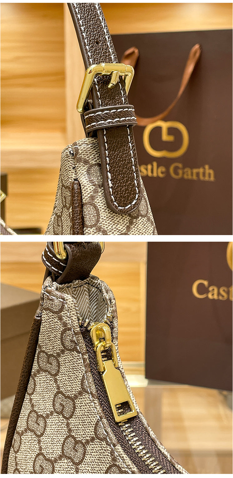 Luxury Brand High-end Vintage Flower Underarm Women's Crescent Bag Fashionable Niche Moon Design Crossbody Shoulder Bag