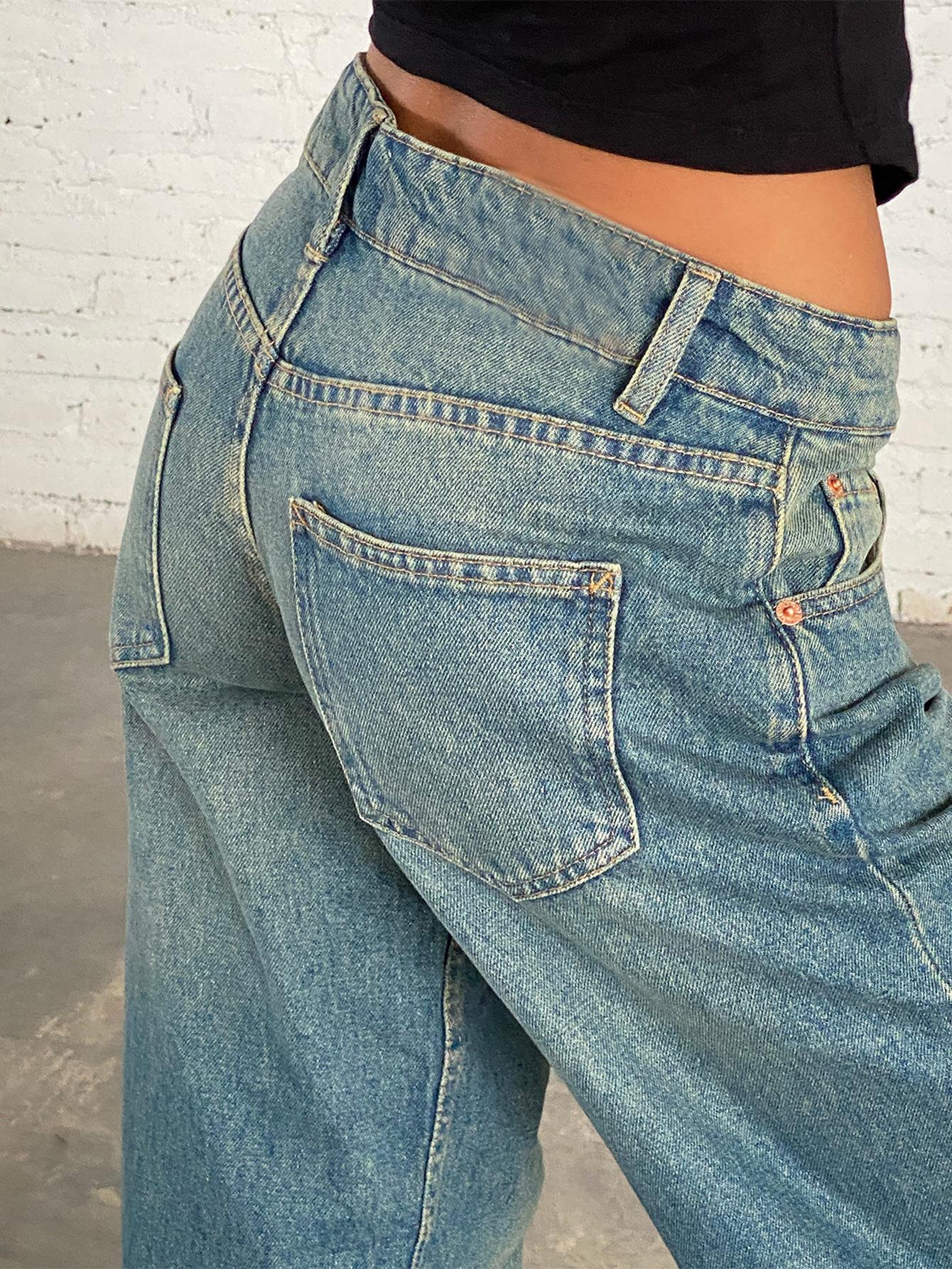 Women's Straight-Leg Jeans Fashion Street Pants High Quality Women Straight-leg Denim Pants