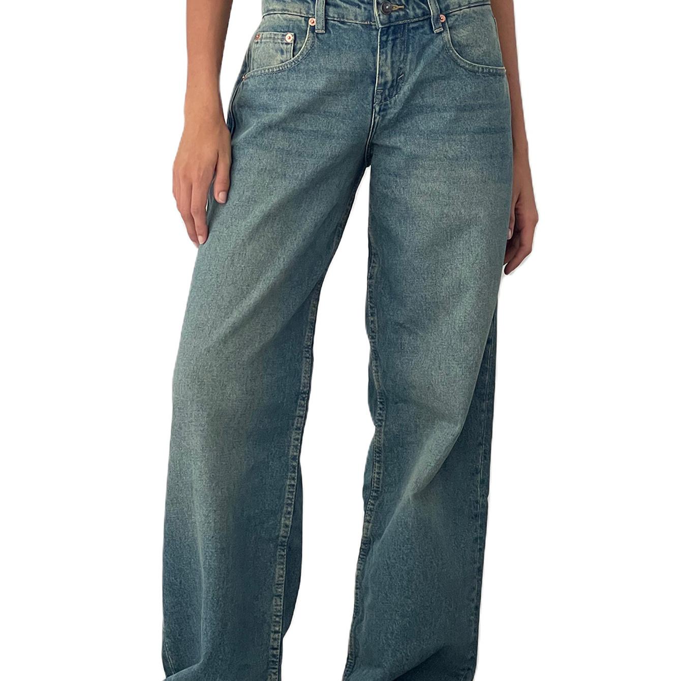 Women's Straight-Leg Jeans Fashion Street Pants High Quality Women Straight-leg Denim Pants