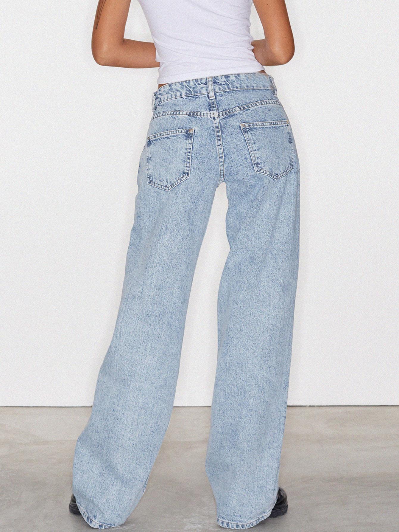 Women's Straight-Leg Jeans Fashion Street Pants High Quality Women Straight-leg Denim Pants