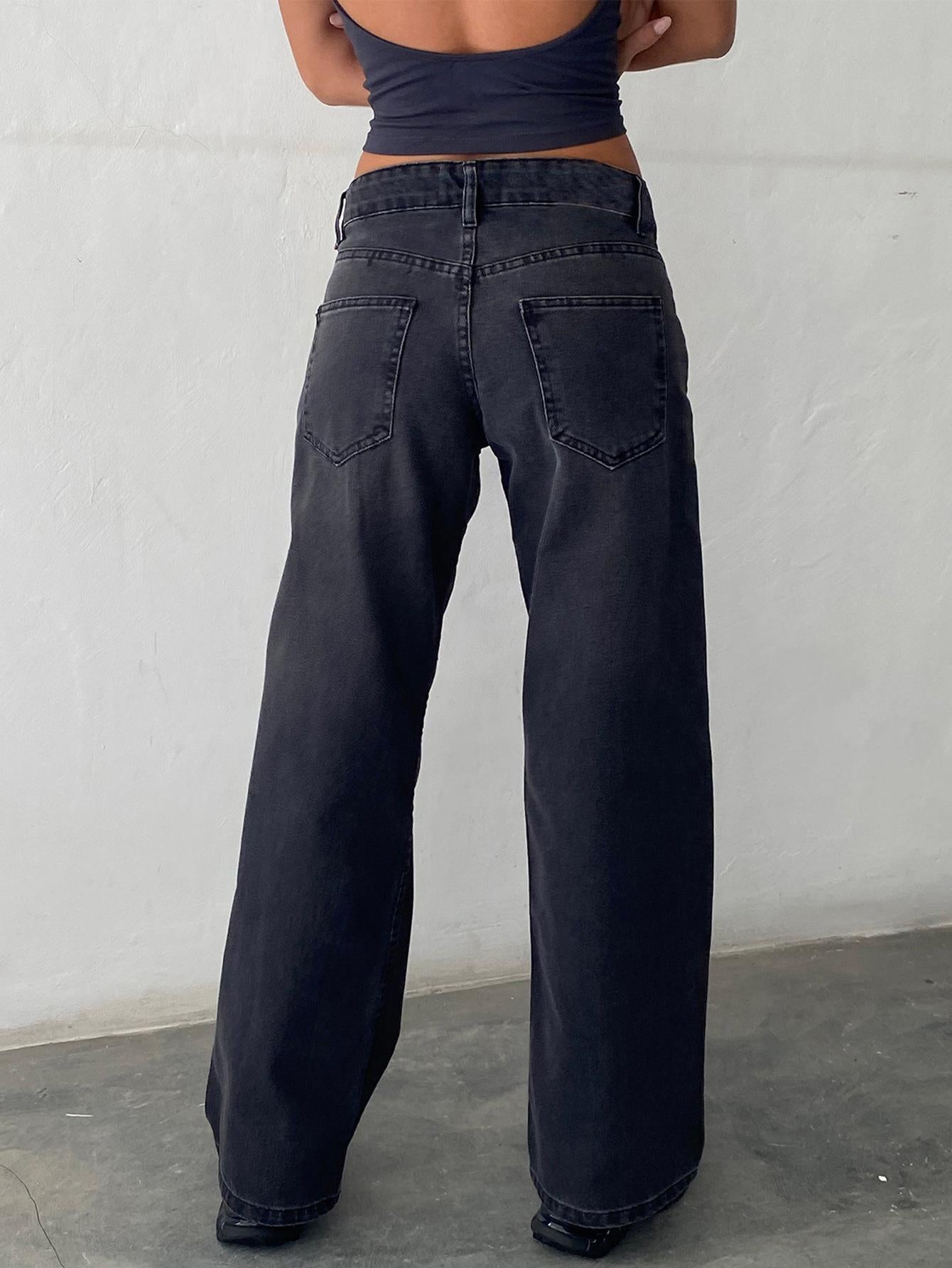 Women's Straight-Leg Jeans Fashion Street Pants High Quality Women Straight-leg Denim Pants