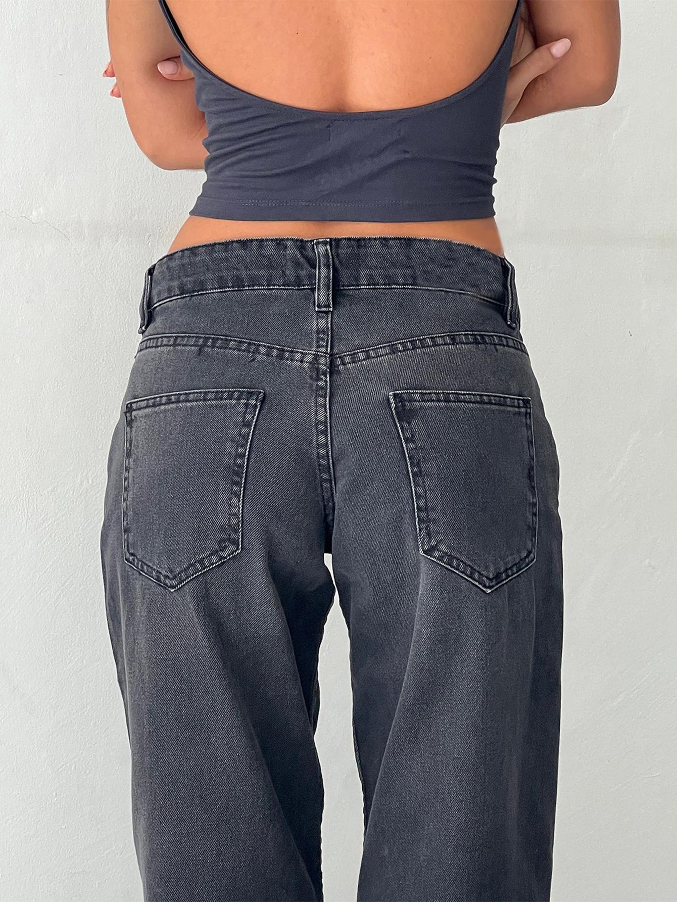 Women's Straight-Leg Jeans Fashion Street Pants High Quality Women Straight-leg Denim Pants