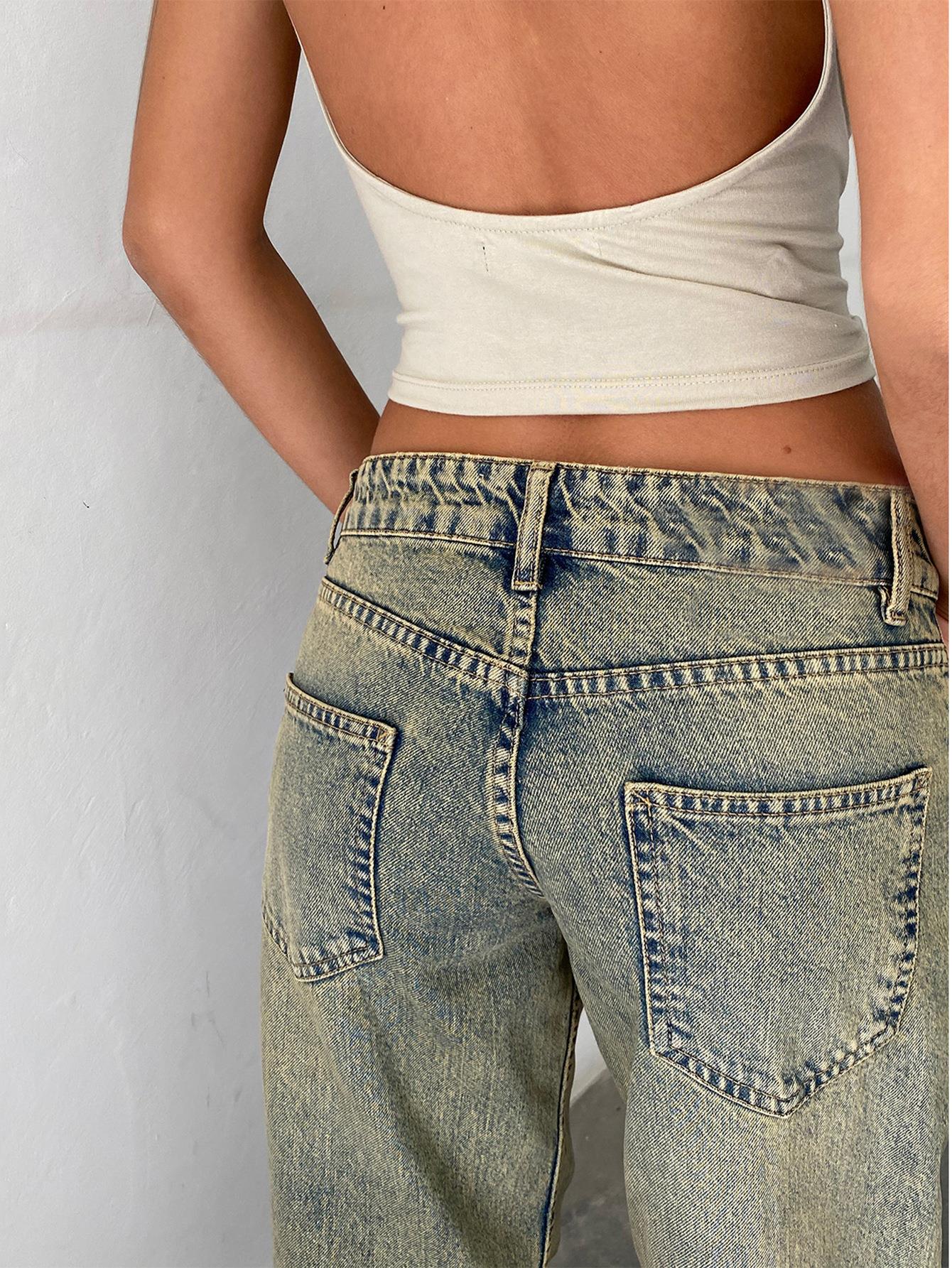 Women's Straight-Leg Jeans Fashion Street Pants High Quality Women Straight-leg Denim Pants
