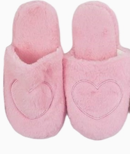 Big Heart Fuzzy Fleece Foam Lounge Slippers