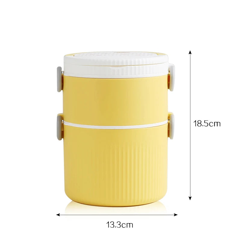 Double Layer Lunch BOX With Spoon Handle Food Storage Container School Kid Bento Box Office Picnic Camping Lunch Box Tiffin Box