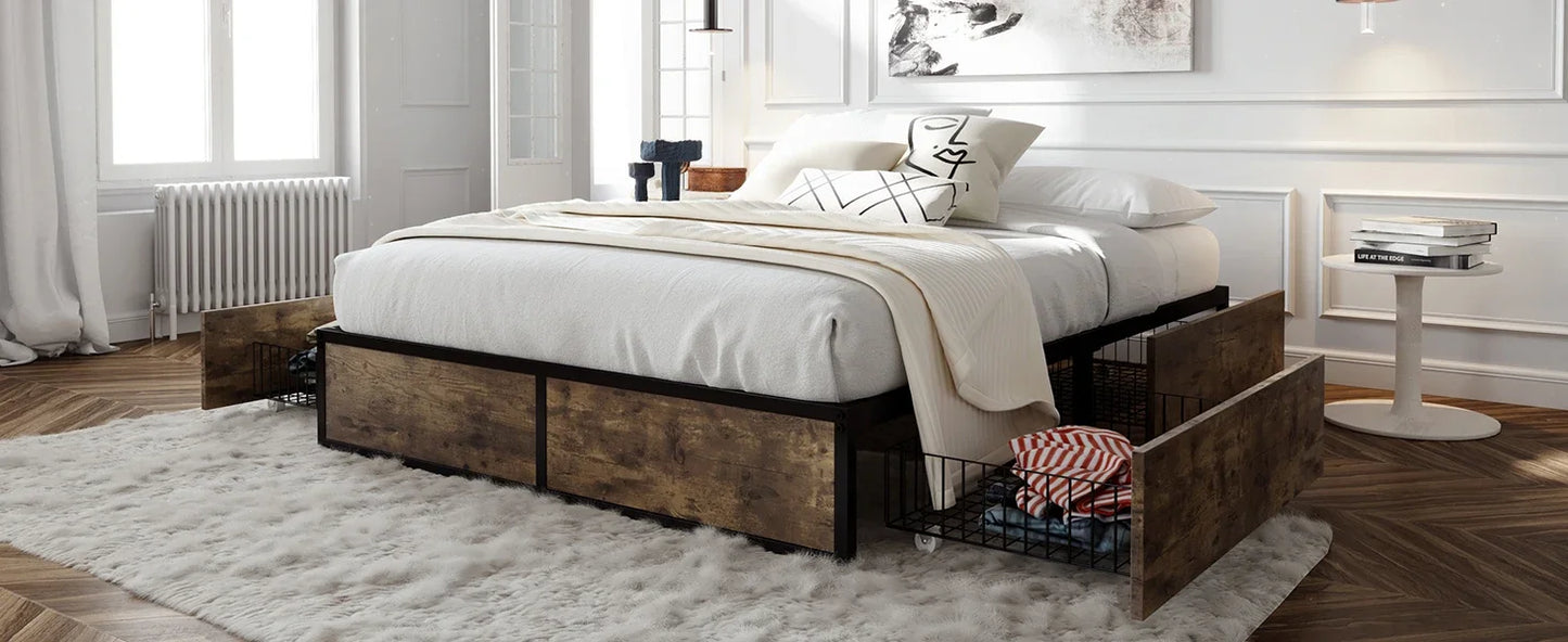 Junior Loft Bed Twin Size, Heavy Duty Twin Bed Frame with Full-Length Guardrail & Removable Stairs, Noise-Free, Space-Saving,