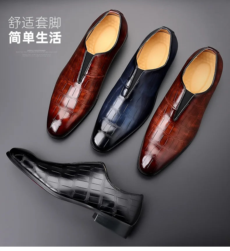 Szie 48 Business Men's Shoes Casual PU Leather Shoes for Men Breathable Loafers Comfortable Classic LowCut Embossed Formal Shoes