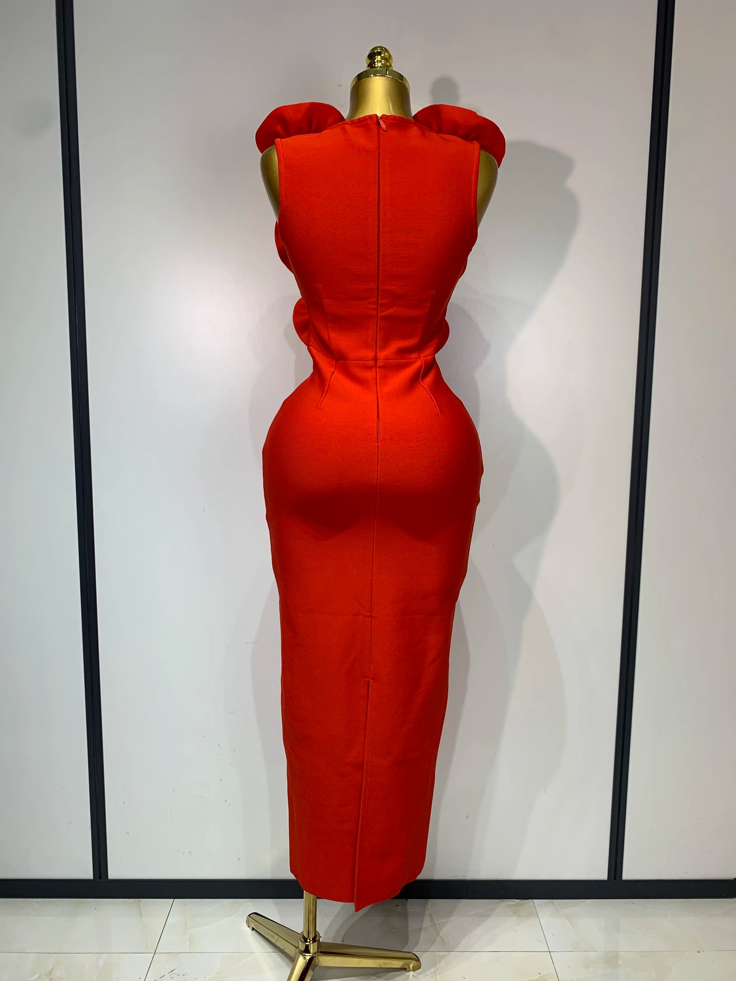 Fashion Black 3D Flower Bodycon Long Bandage Dress Celebrity Elegant Party Birthday Dress Women's Sleeveless Sexy Vestidos