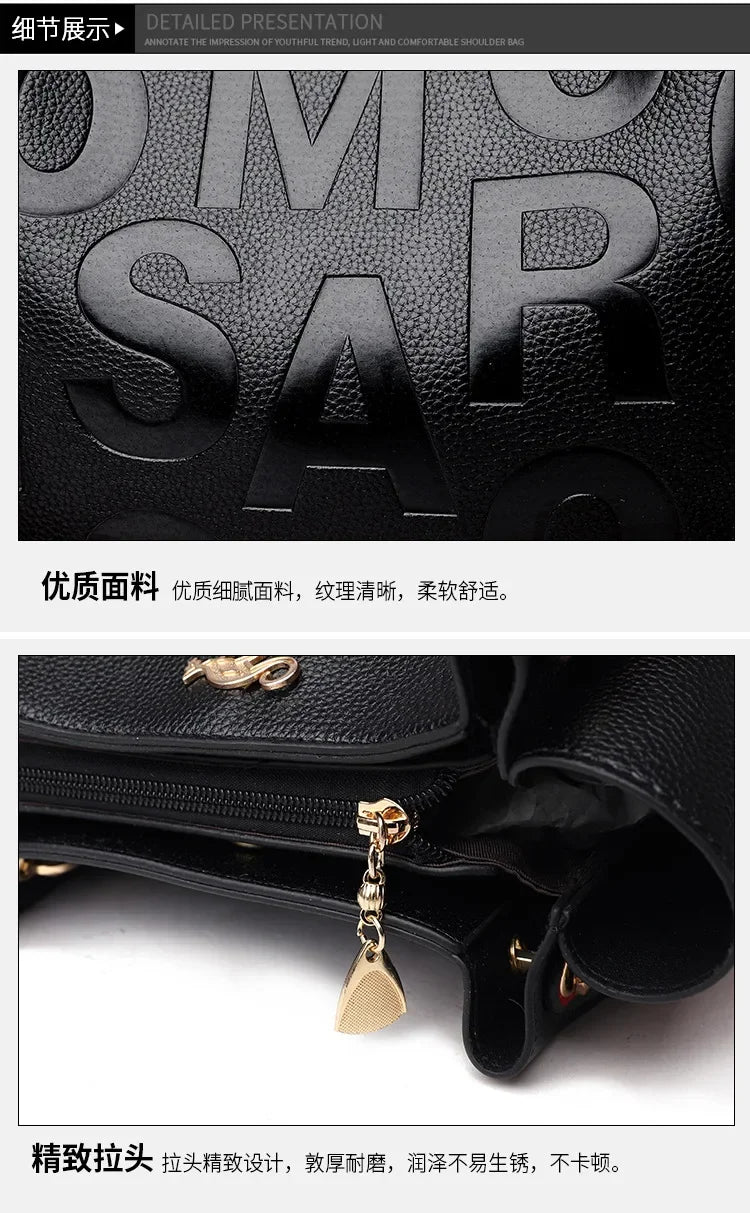 2025 New Crossbody Bag Large Capacity Popular on The Internet Same Western Style Soft Leather Embossed Shoulder Handbag