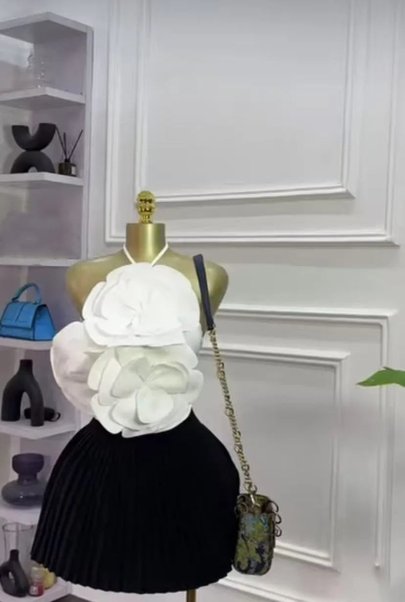 Joskaa 2025 Summer Women's 3D Flower Chic Tops Sexy Halter Lace-Up Backless Crop Camisole Vacation Party Club Beachwear S-XXL