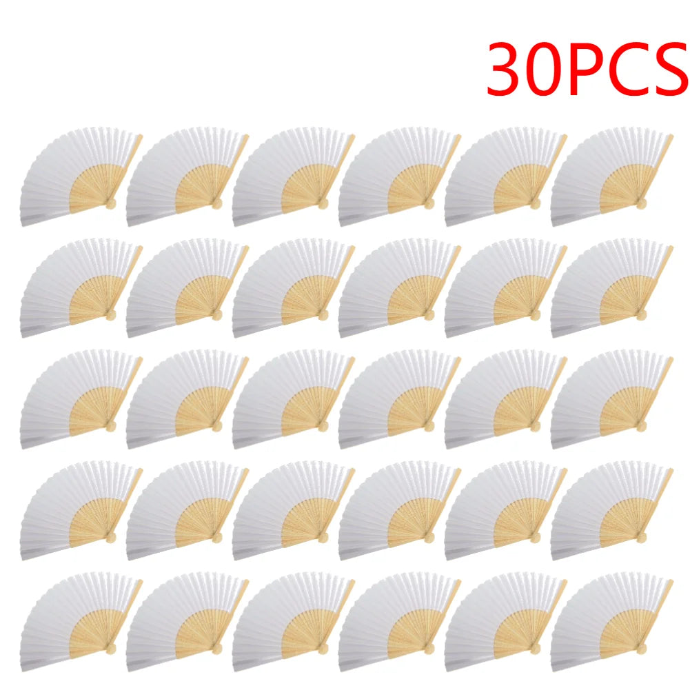 Foldable Bamboo Fans, 50-1pcs Eastern Style Handheld Fan Japanese Chinese Fan for DIY Decoration Wedding Dancing Party Favors