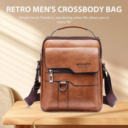 Brand Men Shoulder Bag for 9.7" iPad Men PU Leather Flaps Men's Crossbody Bags Business Flap Male Solid Messenger Bag Travel Bag