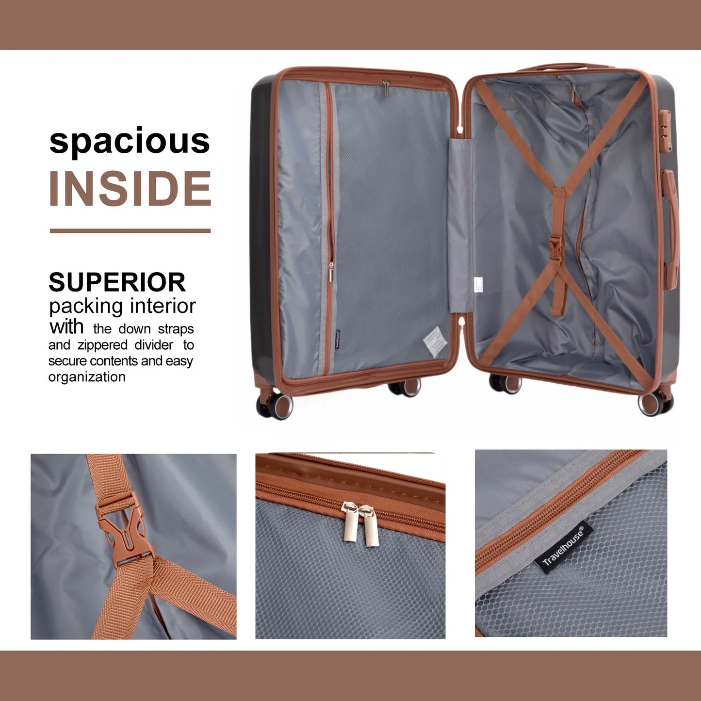 Luggage Sets 5 Piece,Suitcases with Double Spinner Wheels and TSA Lock,Hardcase 3 set Luggage with Travel Duffle Bag