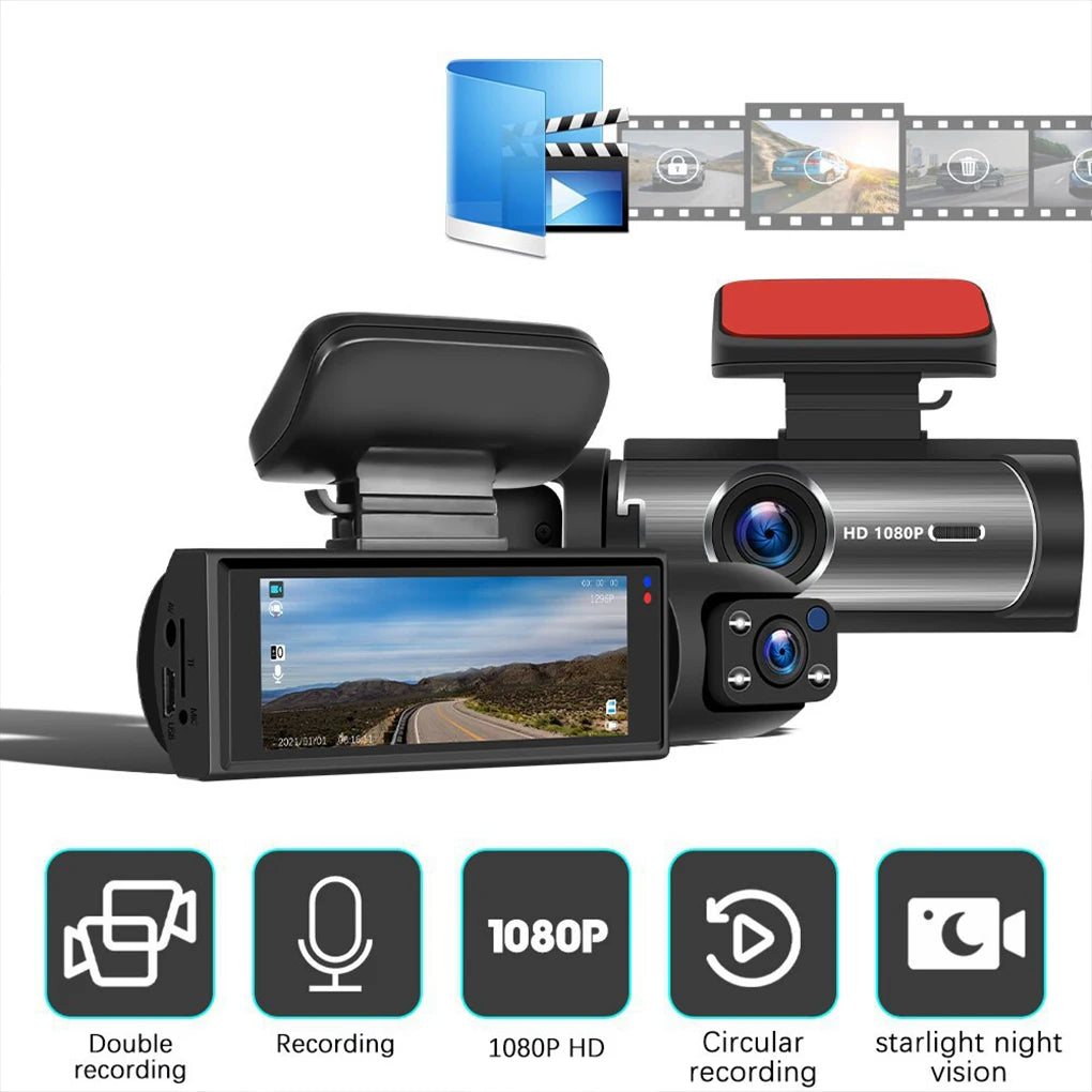 1080P dual camera Dash Cam Front And Inside car camera 24-Hour Surveillance Auto Emergency Recording wide angle Car DVR Camera