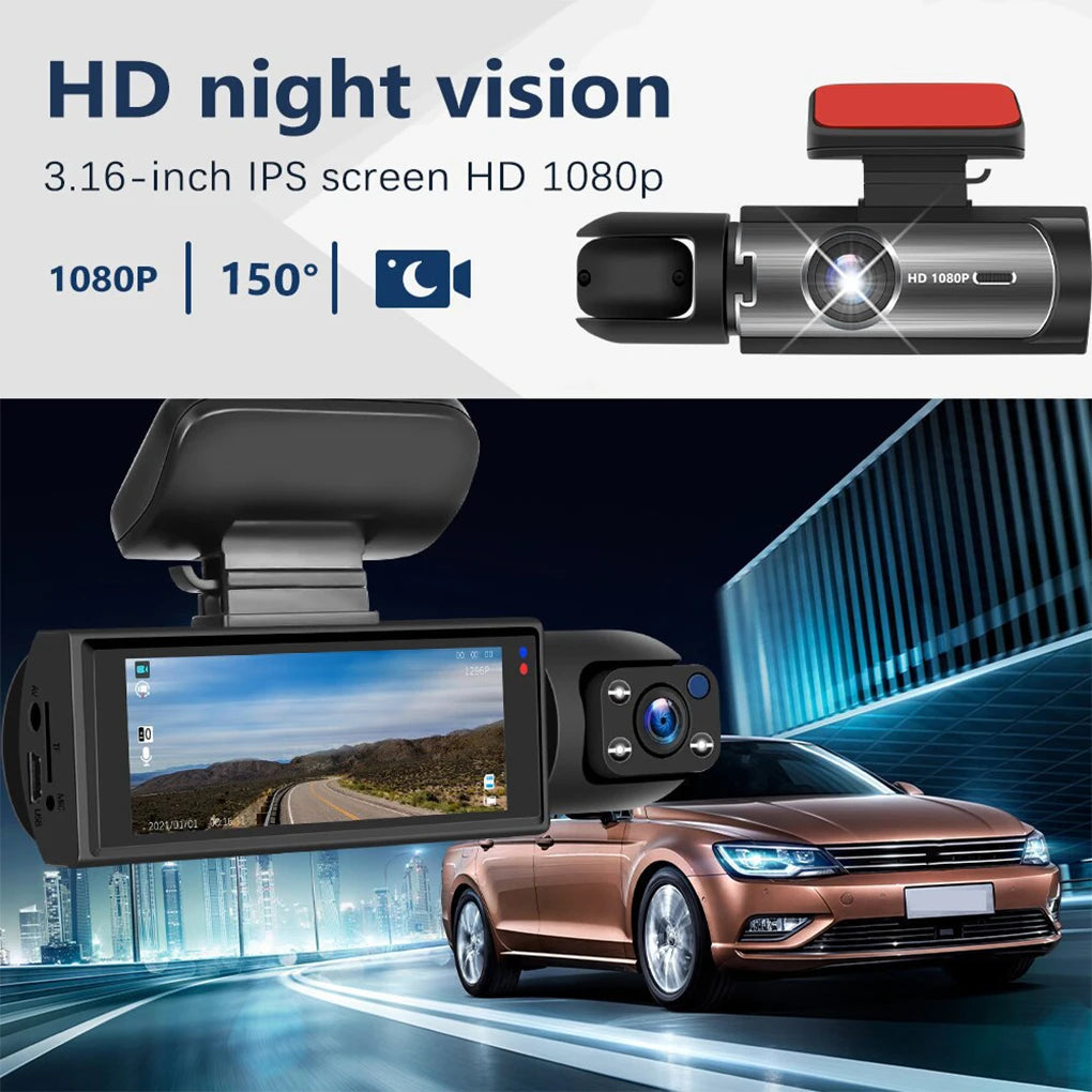 1080P dual camera Dash Cam Front And Inside car camera 24-Hour Surveillance Auto Emergency Recording wide angle Car DVR Camera