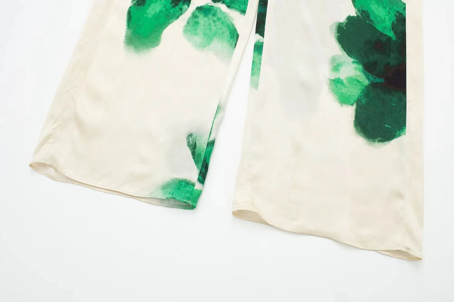 TRAFZA Women Fashion Floral Print Wide Leg Pants Loose Casual High Waist Drawstring Trousers Elegant Woman High Street Pant