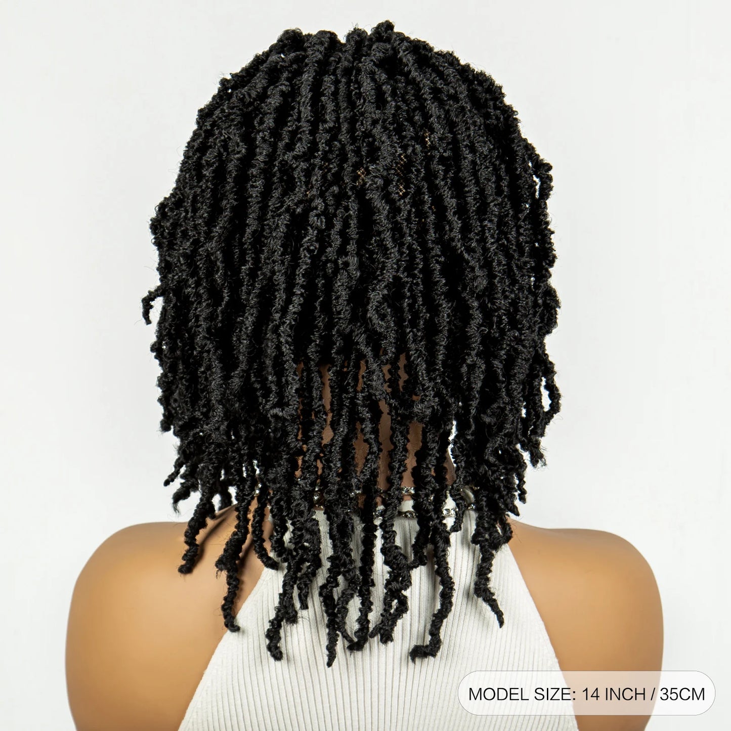 14inch Short Dreadlock Braided Wigs Synthetic Lace Front Knotless Box Braids Wig Faux Locs Braided Wigs with Baby Hair for Women