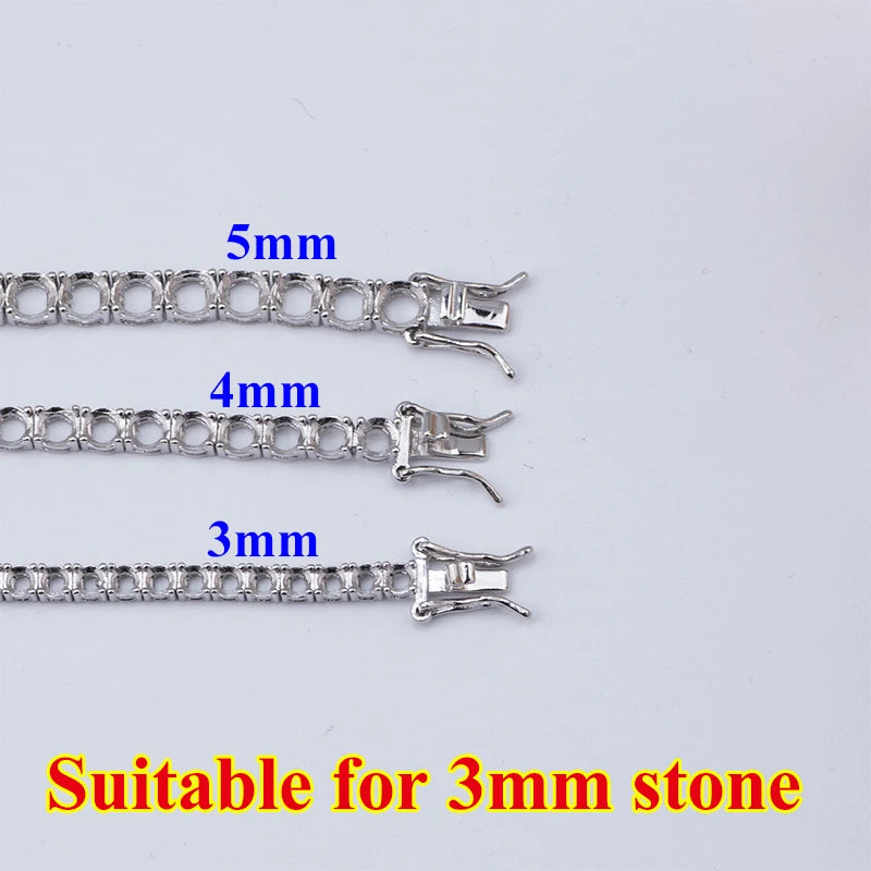 DJMAX Original 925 Silver Tennis Chain Without Stones 3MM 4MM 5MM Tennis Chain Empty Holder Suitable For DIY Jewelry Making