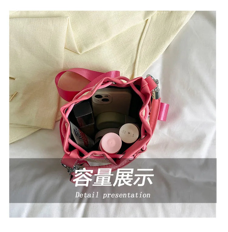 New Fashion Women's Bucket Bag Trend Brand Straw Shoulder Bag High Quality Casual Elegant Crossbody Bag Designer Luxury Handbag
