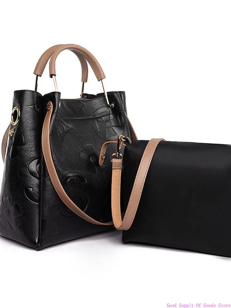 New Bag: Bucket Bag, Fashionable Texture, Embossed Women's Handbag, Large Capacity Mother and Child Bucket Bag, Mommy Bag