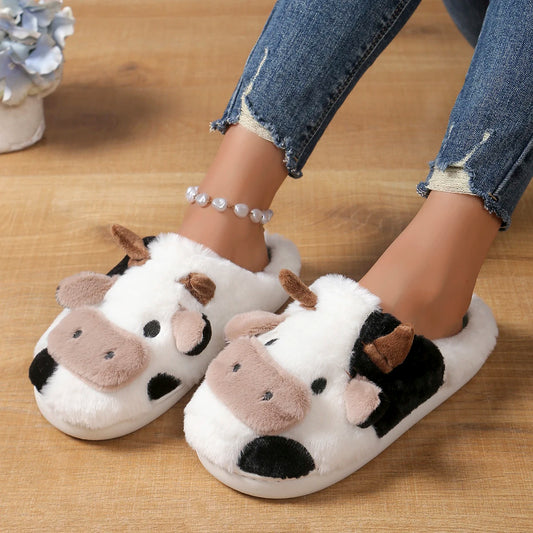 Cow plush warm couple women's cotton slippers women's autumn and winter indoor home non-slip and wear-resistant cotton shoes