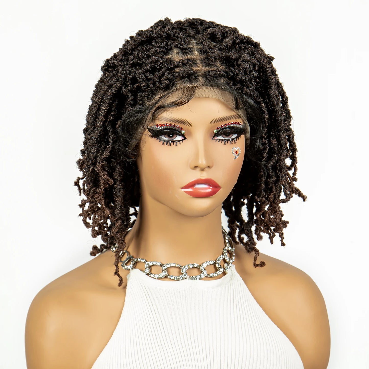 14inch Short Dreadlock Braided Wigs Synthetic Lace Front Knotless Box Braids Wig Faux Locs Braided Wigs with Baby Hair for Women