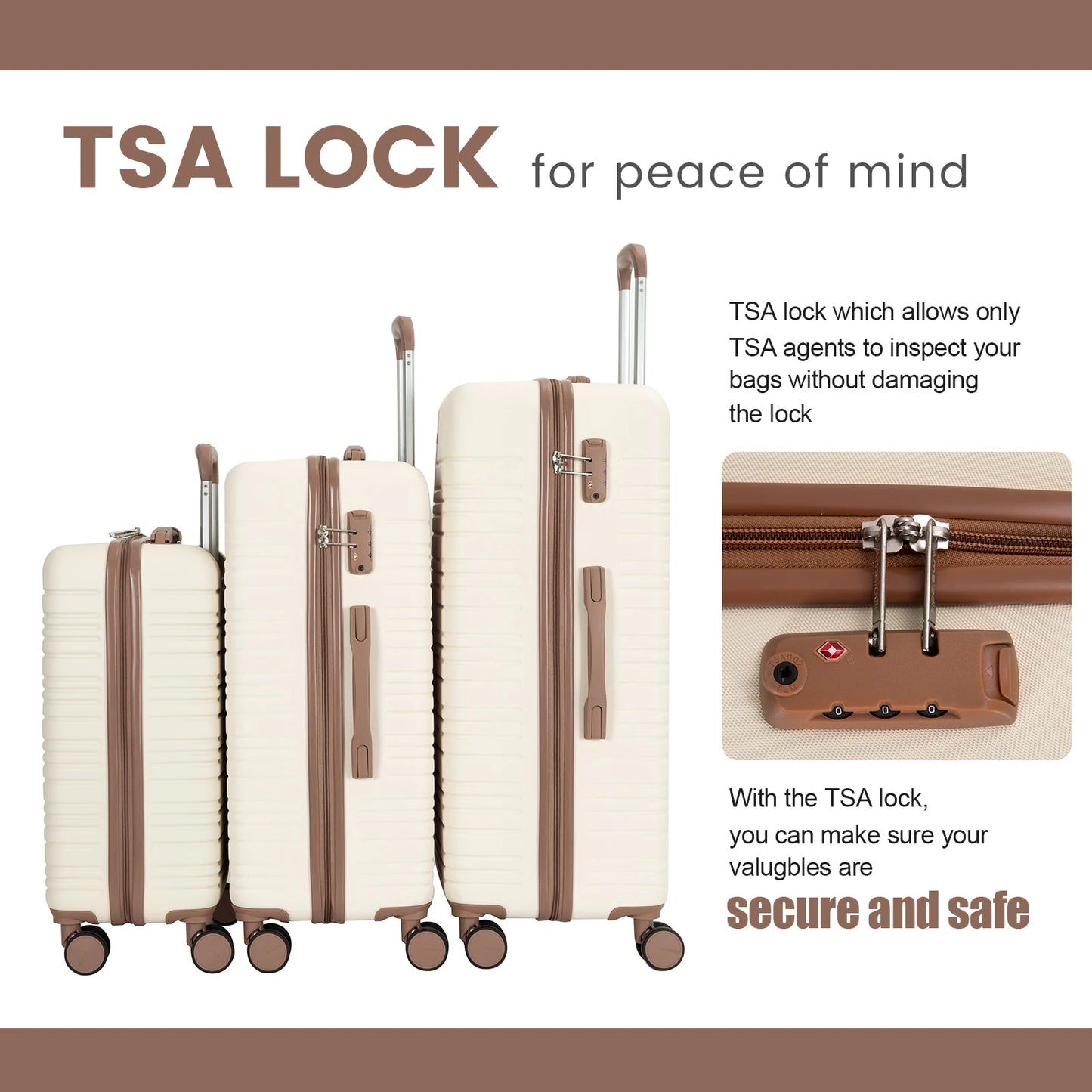 Luggage sets 5 Pieces,Hardshell Suitcase set with Double Spinner Wheel,Travel Case with TSA Lock and Weekend Duffle Bag