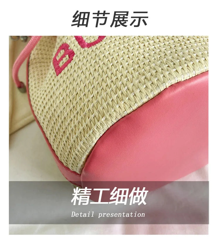New Fashion Women's Bucket Bag Trend Brand Straw Shoulder Bag High Quality Casual Elegant Crossbody Bag Designer Luxury Handbag
