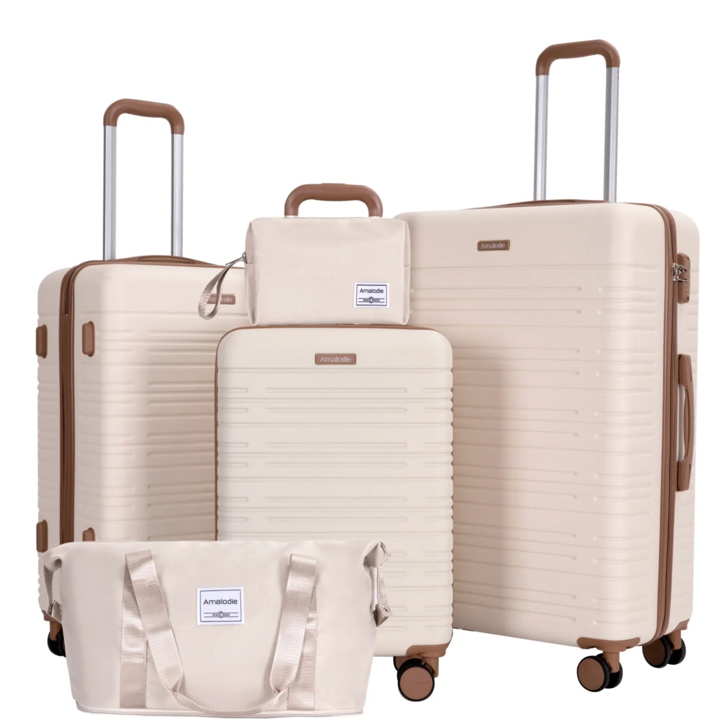 Luggage sets 5 Pieces,Hardshell Suitcase set with Double Spinner Wheel,Travel Case with TSA Lock and Weekend Duffle Bag