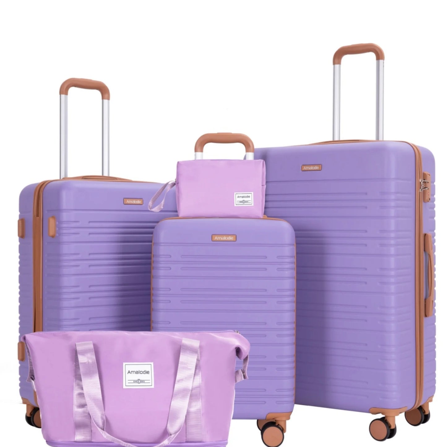 Luggage sets 5 Pieces,Hardshell Suitcase set with Double Spinner Wheel,Travel Case with TSA Lock and Weekend Duffle Bag