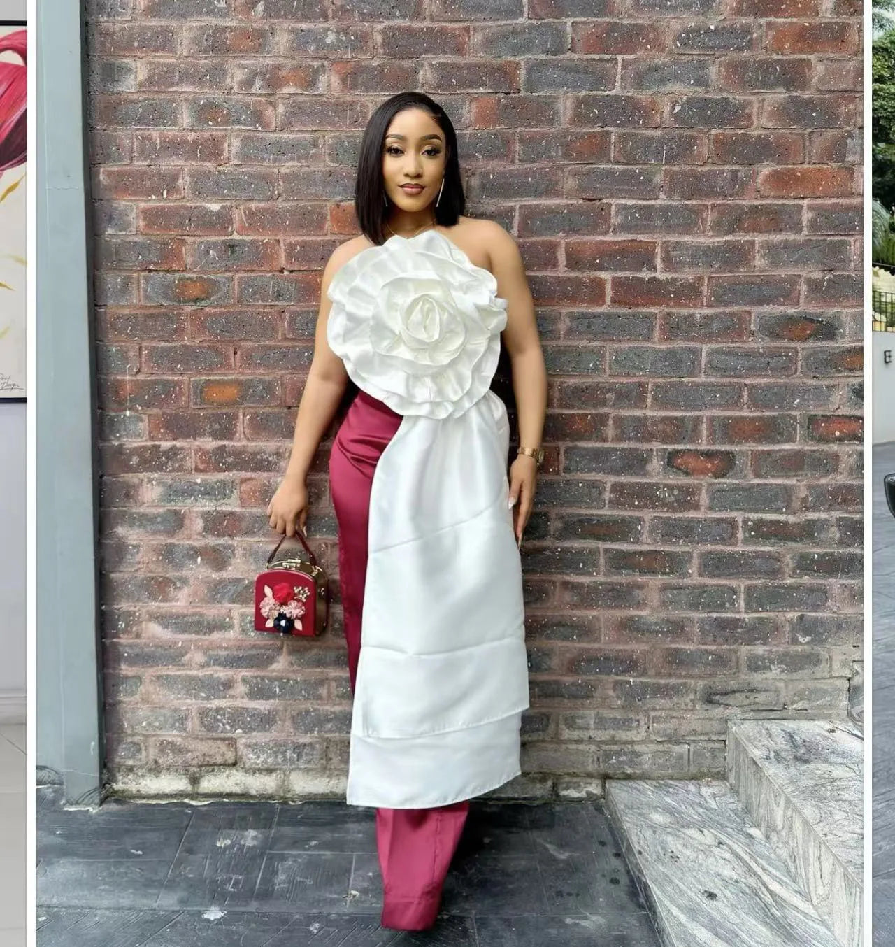 CM.YAYA Women Fashion 3D Flower Applique Strapless Side Crop Top 2025 Summer Vintage Streetwear INS Asymmetrical Tee Tops