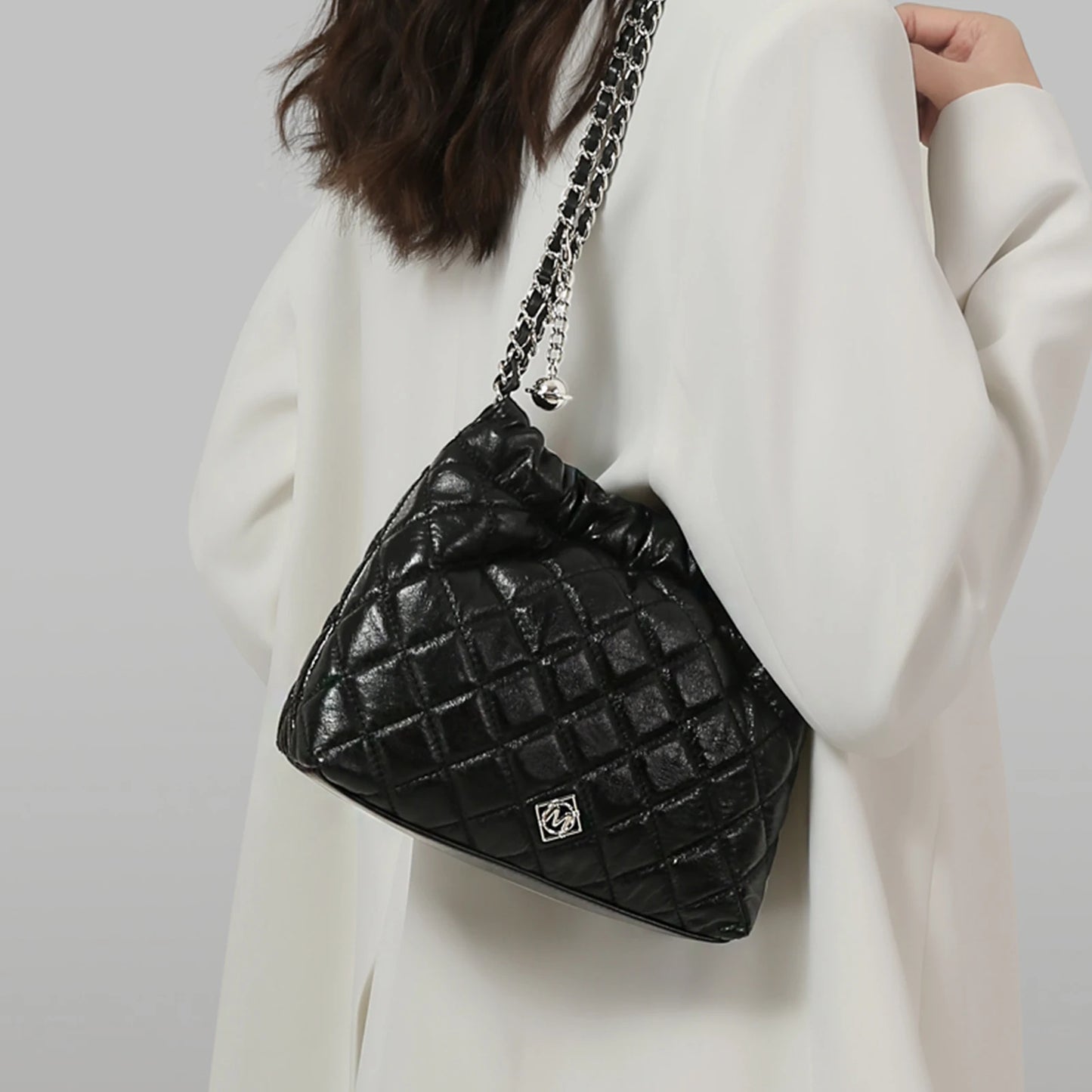 ITAMOOD Genuine Leather Hobo Bag for Women One Shoulder Crossbody Chain Bag with Luxury Designer Fashion Valentine's Day Gift