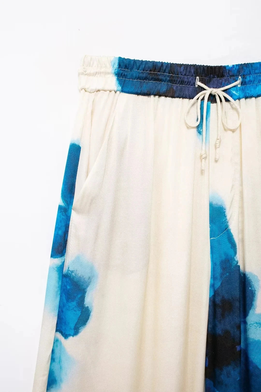 TRAFZA Women Fashion Floral Print Wide Leg Pants Loose Casual High Waist Drawstring Trousers Elegant Woman High Street Pant