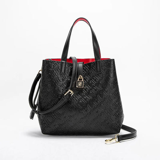CH-fashion Brand Shoulder Bag for Women PU Leather Women's Clothing Large Capacity Casual Hard Bag with Embossed Letters