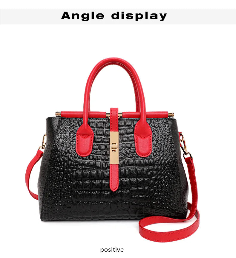New Crocodile Pattern Women's Handbag Fashionable and Trendy Large Capacity Luxury Cowhide Commuter Shoulder Bag