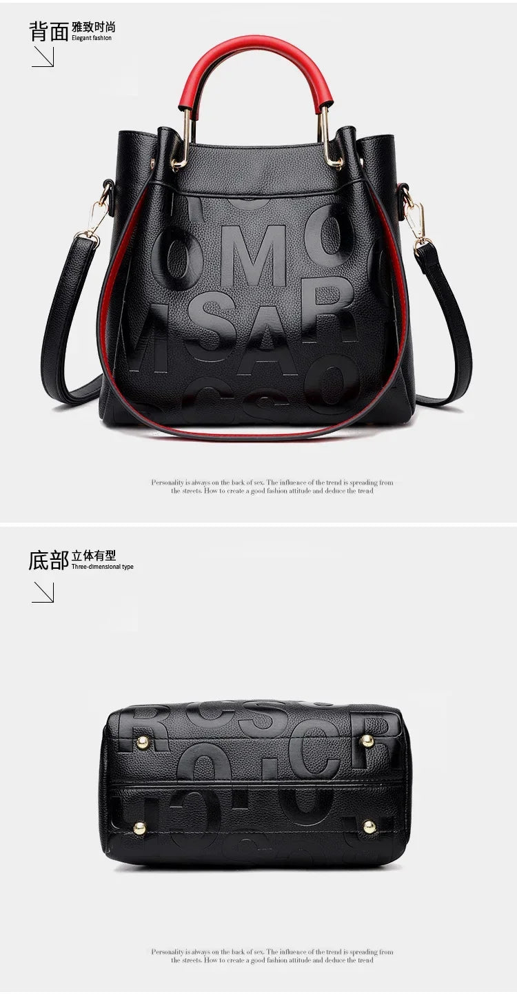 2025 New Crossbody Bag Large Capacity Popular on The Internet Same Western Style Soft Leather Embossed Shoulder Handbag