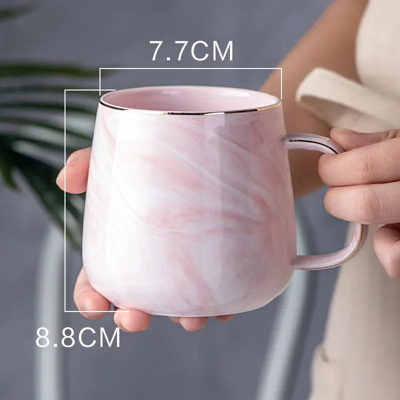 Nordic Ins Style Ceramic Mug Marbled Gold Rim Coffee Cup Oatmeal Breakfast Cup Valentines Day present Couple water cups Beer cup