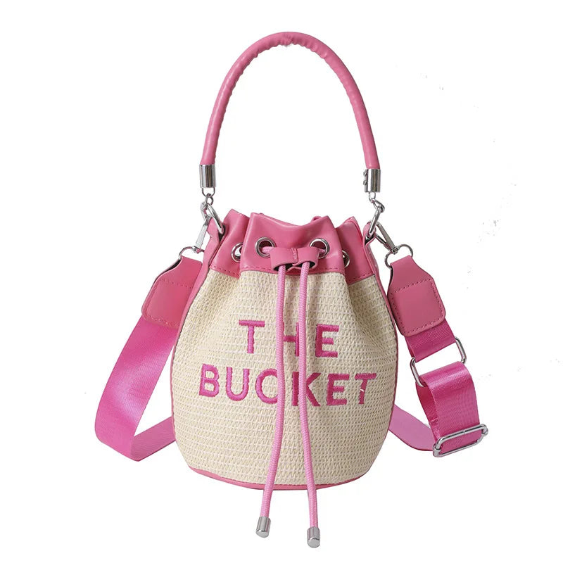 New Fashion Women's Bucket Bag Trend Brand Straw Shoulder Bag High Quality Casual Elegant Crossbody Bag Designer Luxury Handbag
