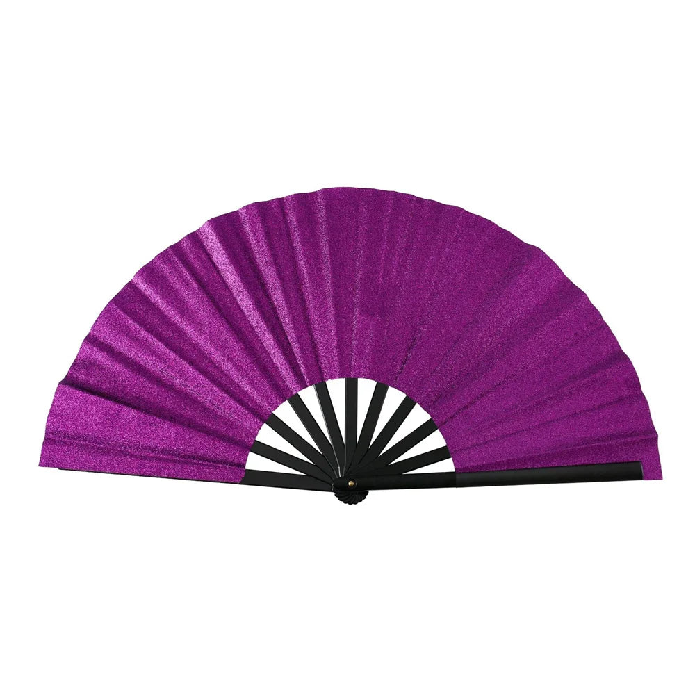 New Sparkling Folding Fan Bright Color Rainbow Starry Sky In The Dark Festival Performance Hand Fans Women Girl Party Dance Fan