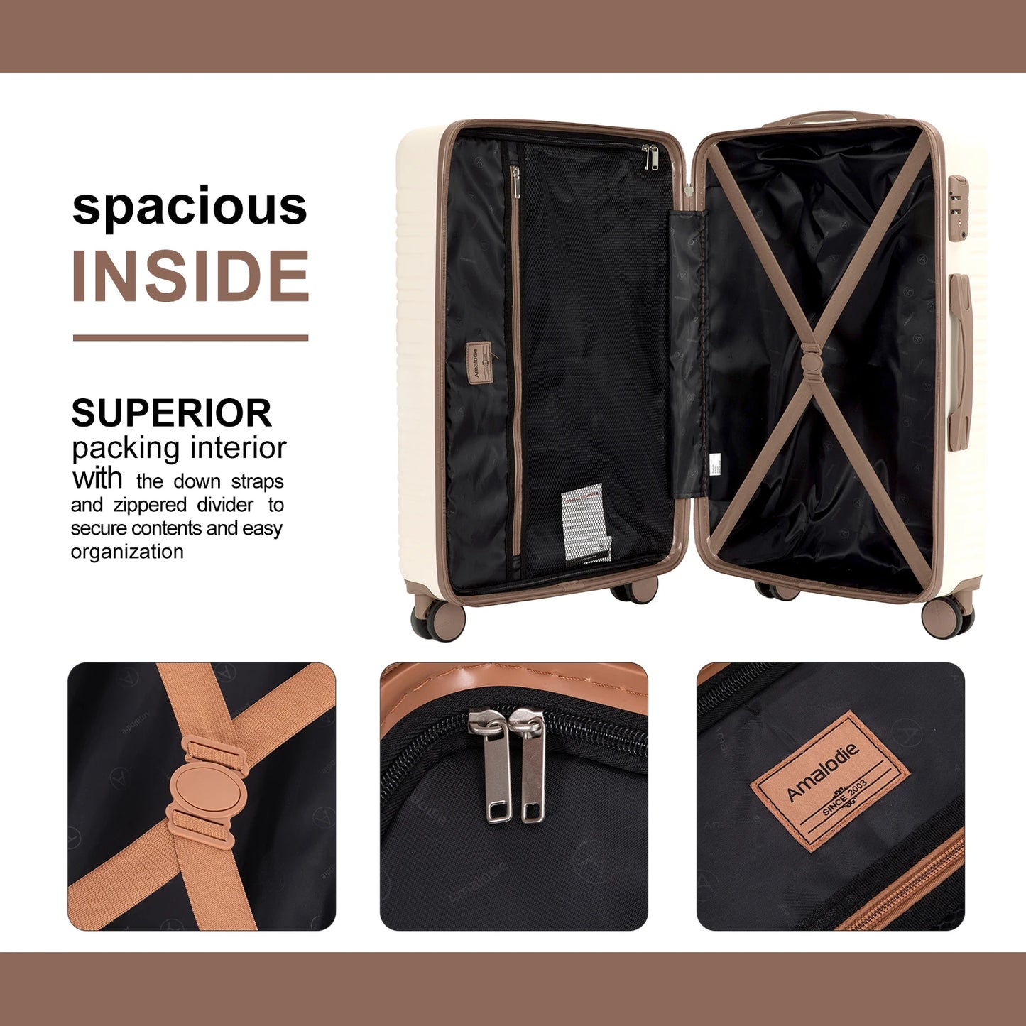 Luggage sets 5 Pieces,Hardshell Suitcase set with Double Spinner Wheel,Travel Case with TSA Lock and Weekend Duffle Bag