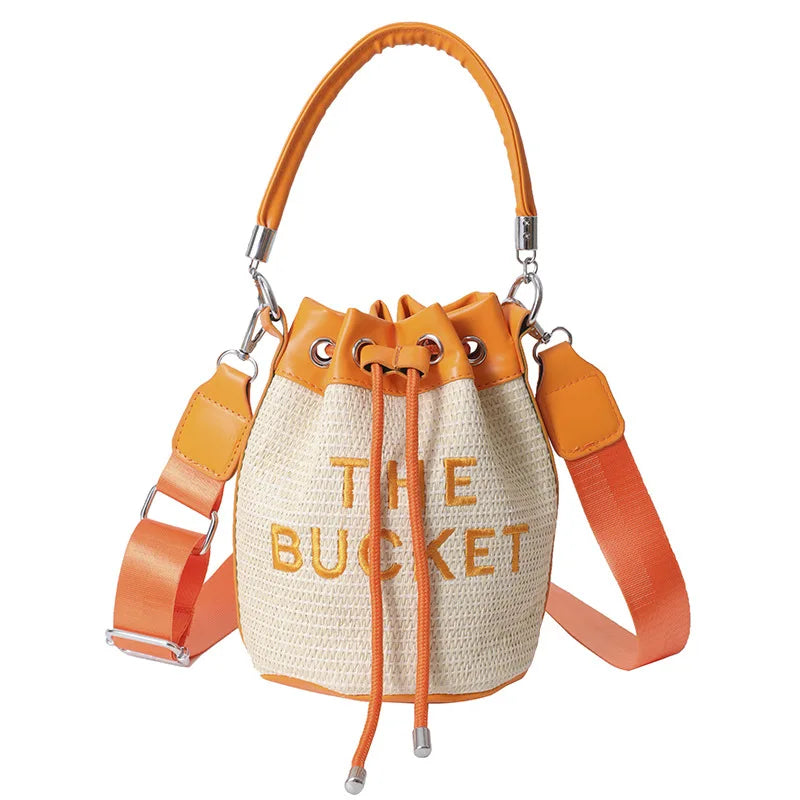 New Fashion Women's Bucket Bag Trend Brand Straw Shoulder Bag High Quality Casual Elegant Crossbody Bag Designer Luxury Handbag