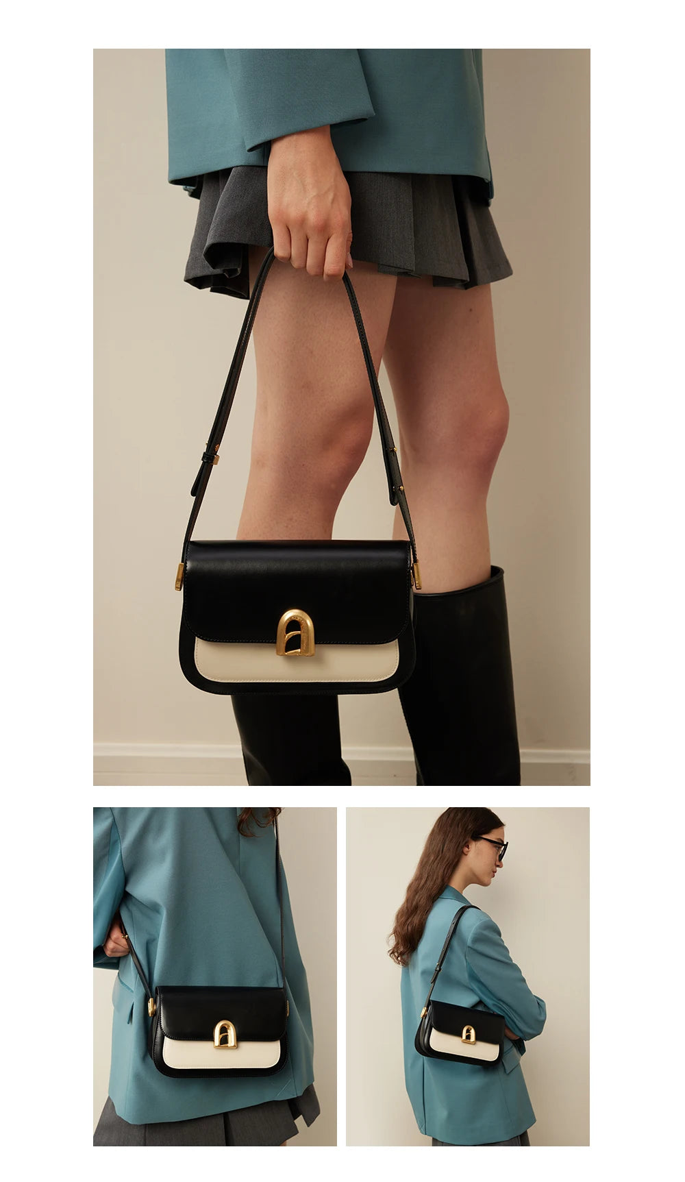 LA FESTIN Women's bag 2024 New Leather Bag Shoulder Crossbody Bag Fashion Designer Small Square Bag free shipping