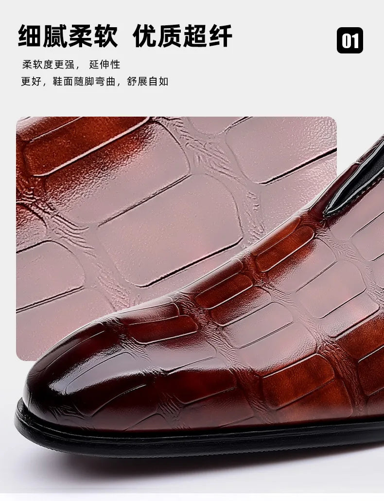 Szie 48 Business Men's Shoes Casual PU Leather Shoes for Men Breathable Loafers Comfortable Classic LowCut Embossed Formal Shoes