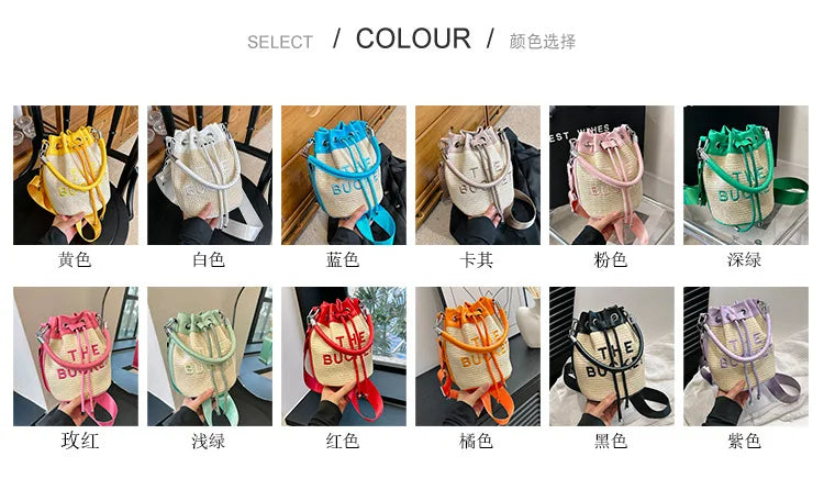 New Fashion Women's Bucket Bag Trend Brand Straw Shoulder Bag High Quality Casual Elegant Crossbody Bag Designer Luxury Handbag