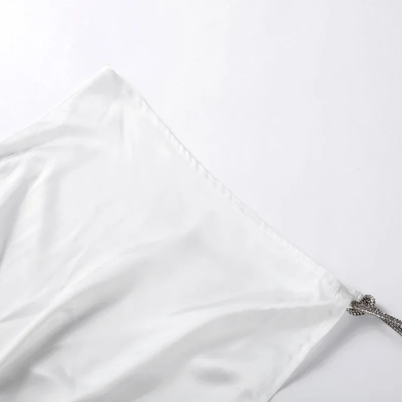 Sexy 3D Flower 2 Pieces Suit Women Slash Neck Sleeveless Lace Up Crop Tank Split Long Skirt Female Set 2025 Spring Lady Suits