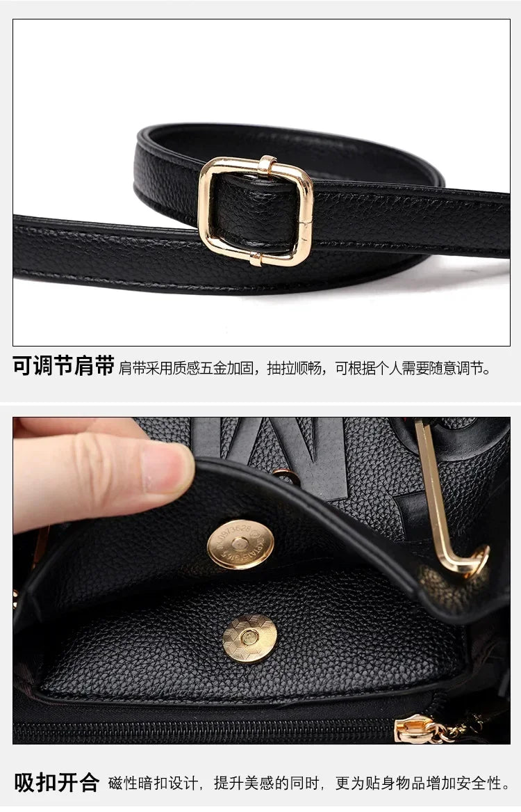2025 New Crossbody Bag Large Capacity Popular on The Internet Same Western Style Soft Leather Embossed Shoulder Handbag