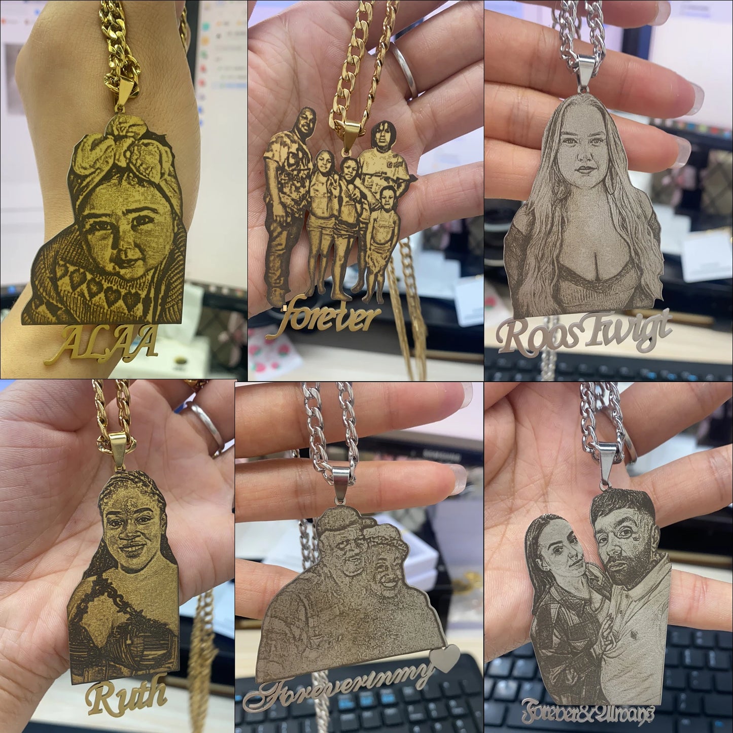 Personalized Mother's Day Gift Custom Photo Engraved Necklace Custom Photo Pendant Memory Family Jewelry Gifts Free Jewelry box